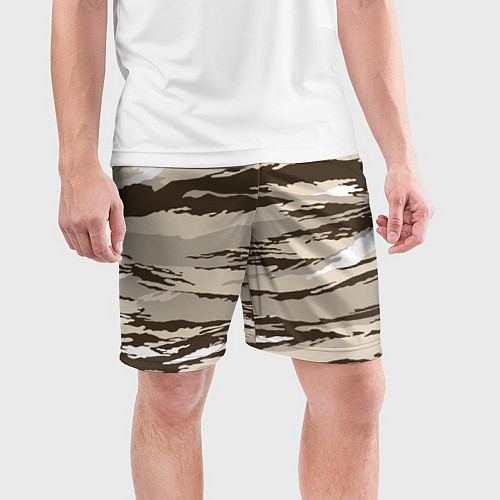 Мужские спортивные шорты Камуфляж: коричневый/кремовый / 3D-принт – фото 3