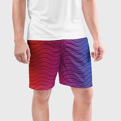 Мужские спортивные шорты Цветные волны / 3D-принт – фото 3
