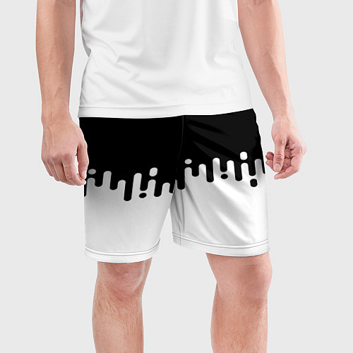 Мужские спортивные шорты Чёрно-белый узор / 3D-принт – фото 3