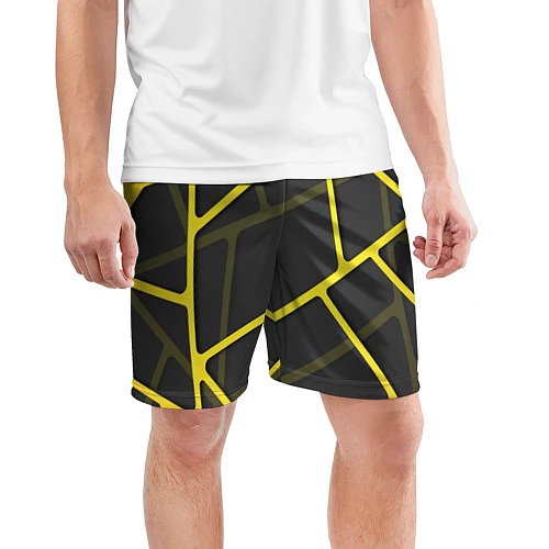 Мужские спортивные шорты Желтая сетка / 3D-принт – фото 3