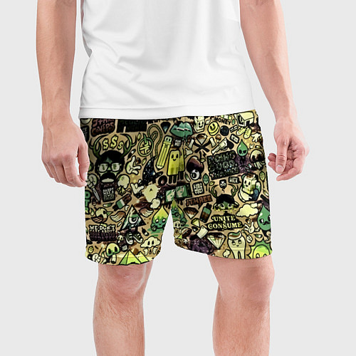 Мужские спортивные шорты Стикер бомбинг / 3D-принт – фото 3