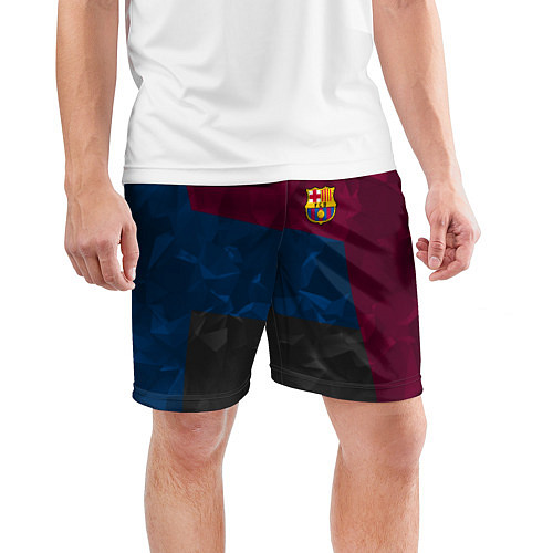 Мужские спортивные шорты FC Barcelona: Dark polygons / 3D-принт – фото 3