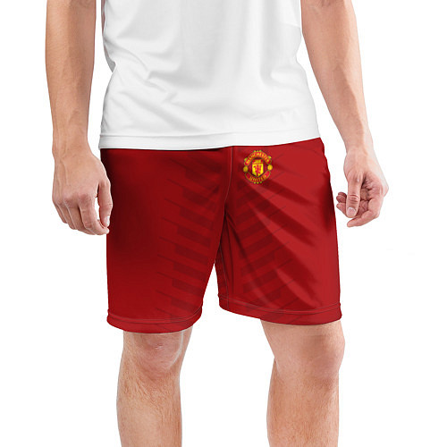 Мужские спортивные шорты Manchester United: Red Lines / 3D-принт – фото 3