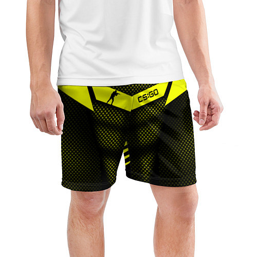 Мужские спортивные шорты CS:GO Yellow Carbon / 3D-принт – фото 3