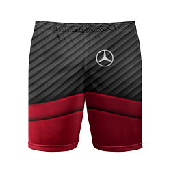 Шорты спортивные мужские Mercedes Benz: Red Carbon, цвет: 3D-принт