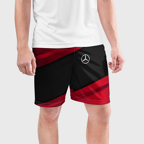 Мужские спортивные шорты Mercedes Benz: Red Sport / 3D-принт – фото 3