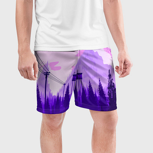 Мужские спортивные шорты Firewatch: Violet Wood / 3D-принт – фото 3