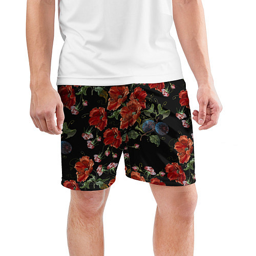 Мужские спортивные шорты Цветущие маки / 3D-принт – фото 3