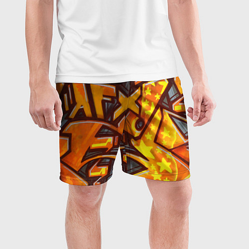 Мужские спортивные шорты Orange Graffiti / 3D-принт – фото 3