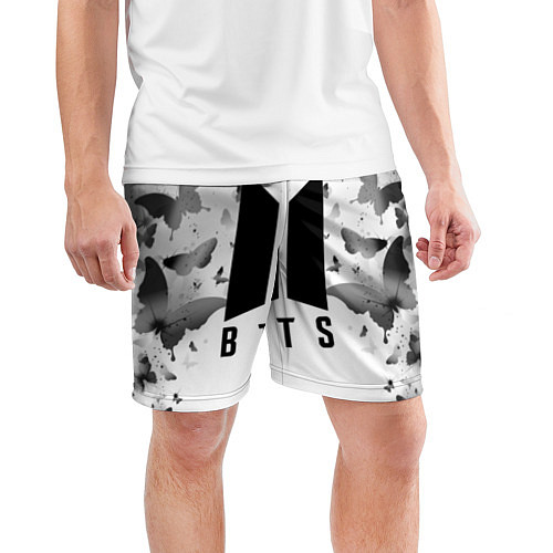Мужские спортивные шорты BTS: Grey Butterflies / 3D-принт – фото 3
