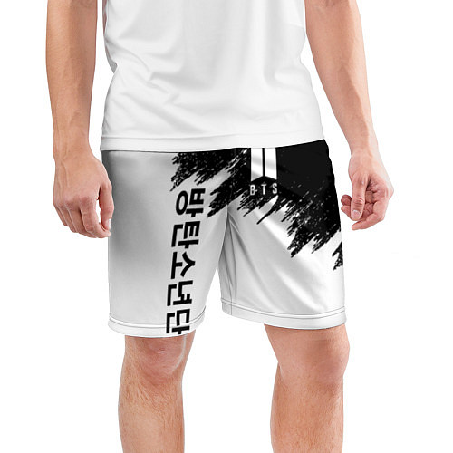 Мужские спортивные шорты BTS: White & Black / 3D-принт – фото 3