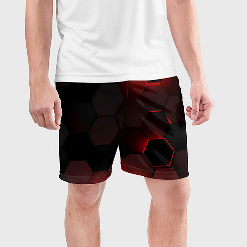 Мужские спортивные шорты Красные абстрактные плиты / 3D-принт – фото 3