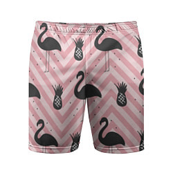 Мужские спортивные шорты Черный фламинго арт