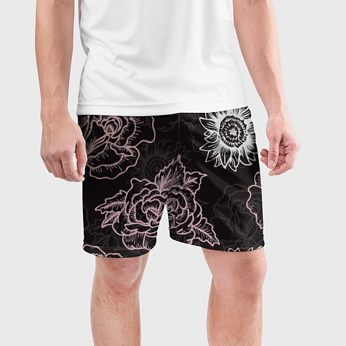 Мужские спортивные шорты Цветочный узор / 3D-принт – фото 3