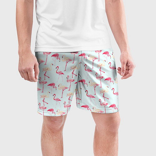 Мужские спортивные шорты Фламинго / 3D-принт – фото 3