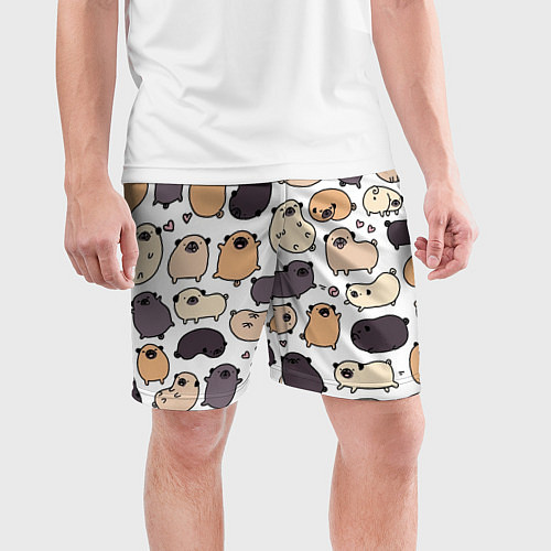 Мужские спортивные шорты Милые мопсы / 3D-принт – фото 3