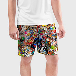 Шорты спортивные мужские Стикеры, цвет: 3D-принт — фото 2