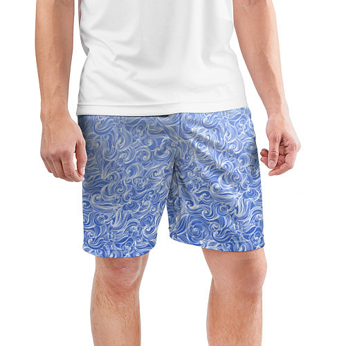 Мужские спортивные шорты Волны на голубом фоне / 3D-принт – фото 3