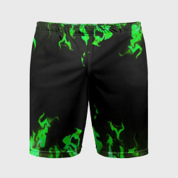 Шорты спортивные мужские GREEN FIRE ОГОНЬ, цвет: 3D-принт