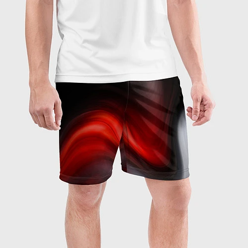 Мужские спортивные шорты BLACK RED WAVES АБСТРАКЦИЯ / 3D-принт – фото 3