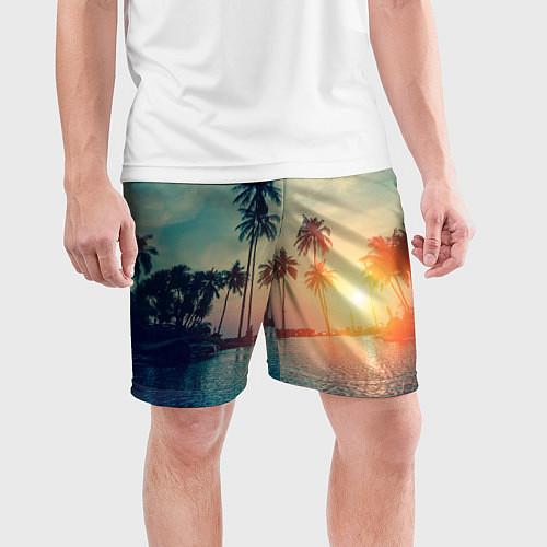 Мужские спортивные шорты Пальмы / 3D-принт – фото 3