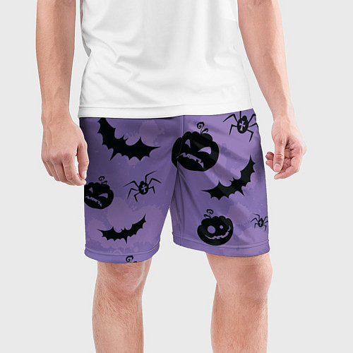 Мужские спортивные шорты Фиолетовый хэллоуин / 3D-принт – фото 3