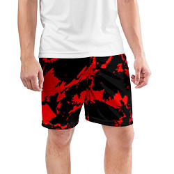 Шорты спортивные мужские Красный на черном, цвет: 3D-принт — фото 2