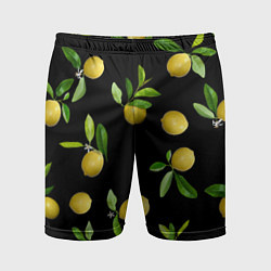 Шорты спортивные мужские Лимоны на черном, цвет: 3D-принт