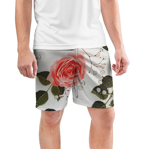 Мужские спортивные шорты Нежные розы / 3D-принт – фото 3