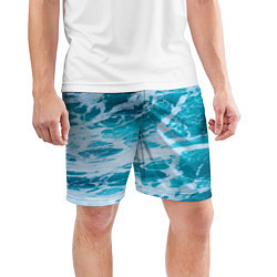 Шорты спортивные мужские Вода волны пена море, цвет: 3D-принт — фото 2