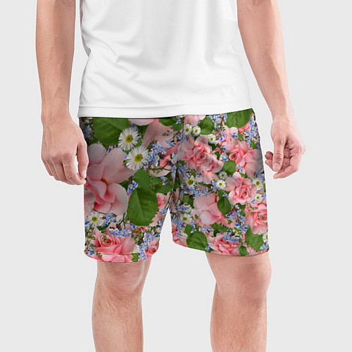 Мужские спортивные шорты Цветы / 3D-принт – фото 3