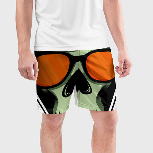 Мужские спортивные шорты Череп в кепке и очках / 3D-принт – фото 3
