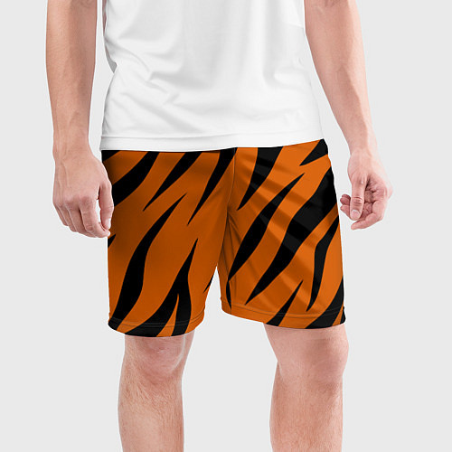 Мужские спортивные шорты Текстура тигра / 3D-принт – фото 3