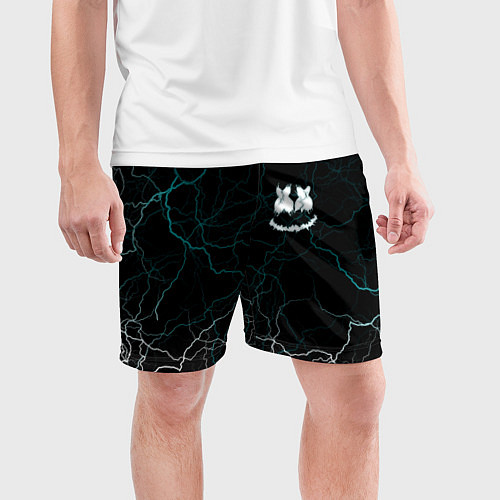Мужские спортивные шорты Marshmello Dark Smile / 3D-принт – фото 3