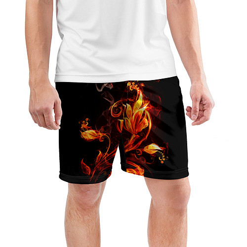 Мужские спортивные шорты Огненный цветок / 3D-принт – фото 3