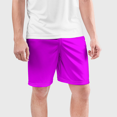 Мужские спортивные шорты Маджента без рисунка / 3D-принт – фото 3