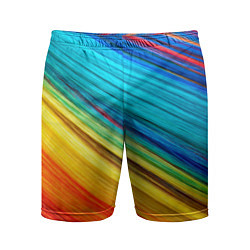 Шорты спортивные мужские Цветной мех диагональ, цвет: 3D-принт