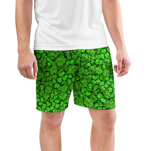 Мужские спортивные шорты Зелёный клевер / 3D-принт – фото 3