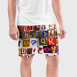 Шорты спортивные мужские Английские буквы 2, цвет: 3D-принт — фото 2
