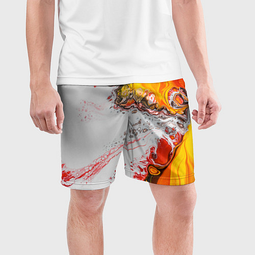 Мужские спортивные шорты Рисунок желтой краской / 3D-принт – фото 3