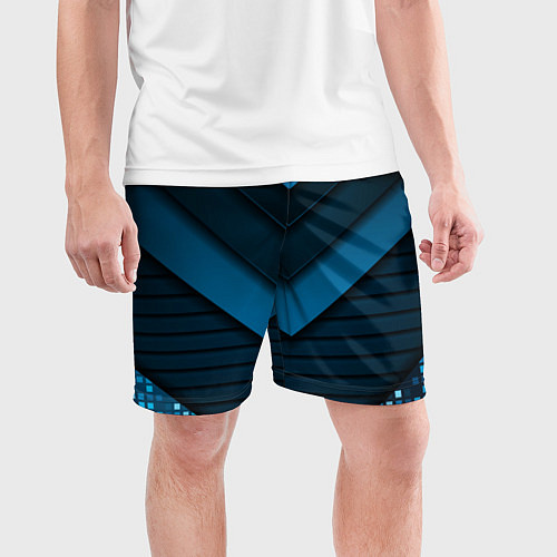 Мужские спортивные шорты 3D luxury blue abstract / 3D-принт – фото 3
