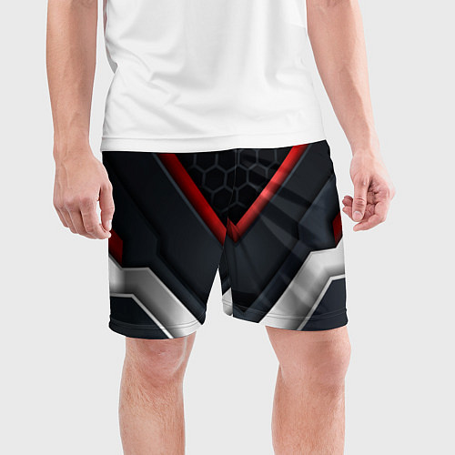 Мужские спортивные шорты 3D СОТЫ Металлические вставки / 3D-принт – фото 3