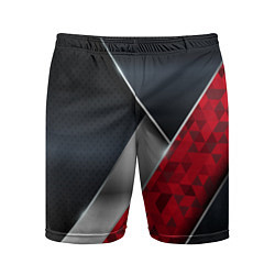 Мужские спортивные шорты 3D BLACK AND RED METAL