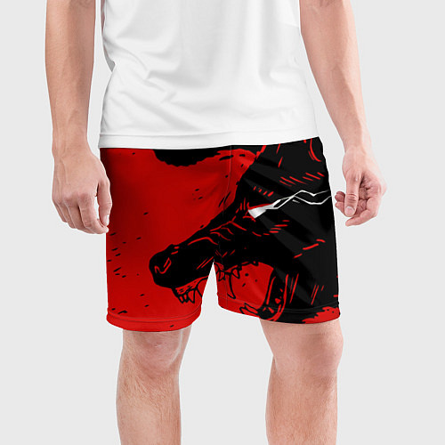 Мужские спортивные шорты Красный волк 3D / 3D-принт – фото 3