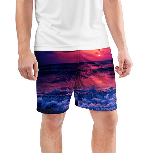 Мужские спортивные шорты Закат на берегу / 3D-принт – фото 3