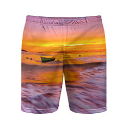 Шорты спортивные мужские Закат на пляже, цвет: 3D-принт