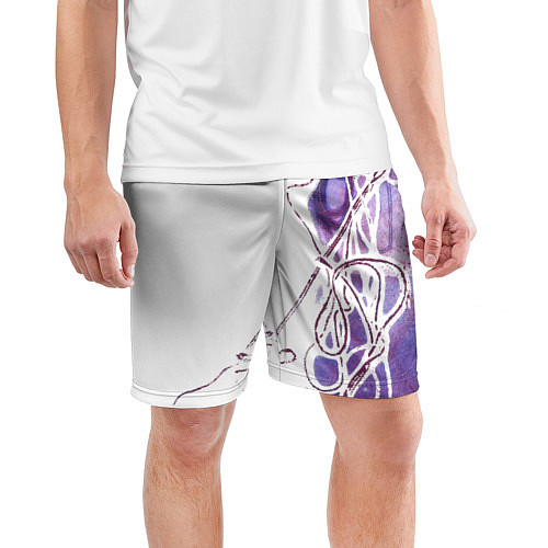 Мужские спортивные шорты Фиолетовые нити / 3D-принт – фото 3