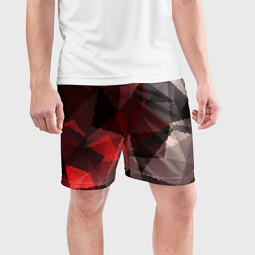 Мужские спортивные шорты Серо-красная абстракция / 3D-принт – фото 3