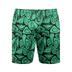 Шорты спортивные мужские Зеленый абстрактный узор, цвет: 3D-принт