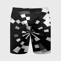 Шорты спортивные мужские Черно-белый фон иллюзии, цвет: 3D-принт